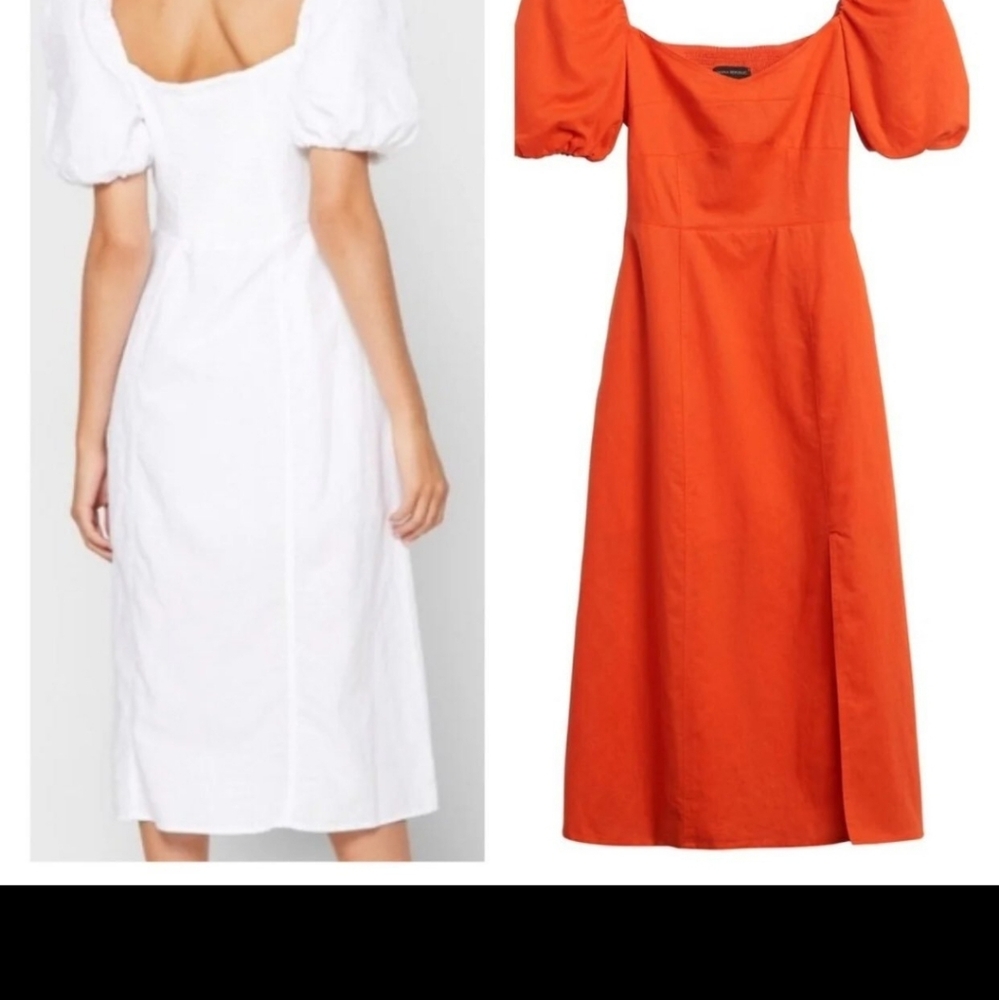 Gorgeous Banana Republic Puffed Sleeve Orange Dress. NWOT